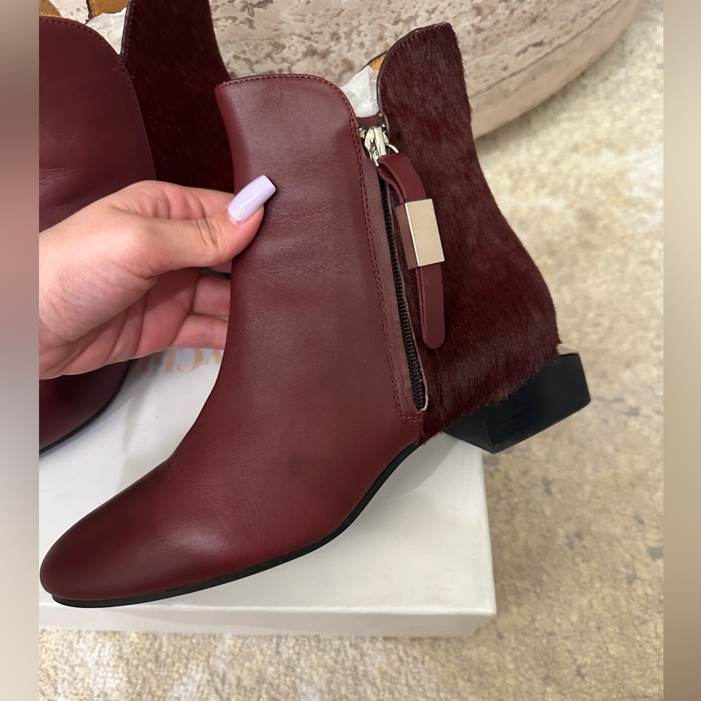 See by Chloe burgundy calf hair booties